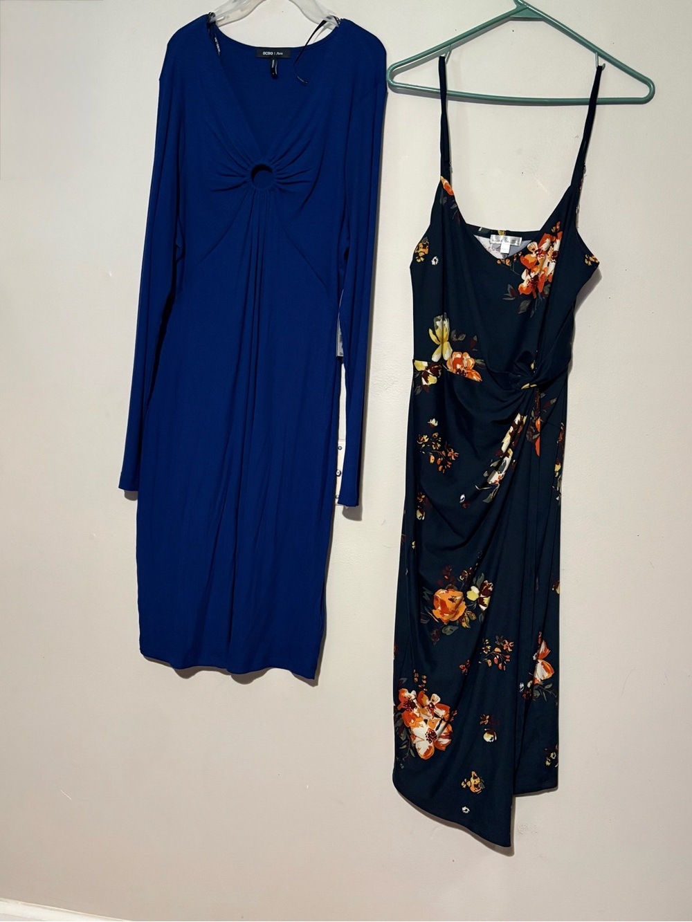 BCBG Paris Royal Blue Long Sleeve Twist Front Dress